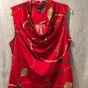 1033/ INC Drape Neck Shell, Red, Equestrian, Rope, Soft, Sz XL. Ex Cond.